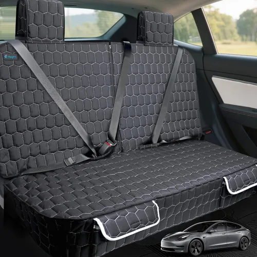 Vista 11 de Meginc Fundas de Asiento para Perros para Asiento Trasero, Asiento de Coche para Perros para Tesla Model 3, Funda de Asiento para Mascotas 100%