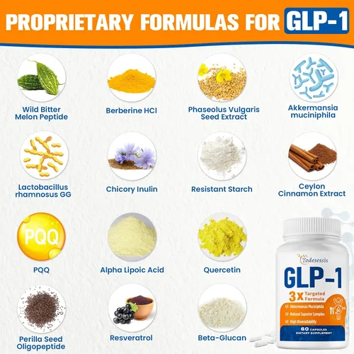 Vista 2 de Suplemento GLP-1 para mujeres, fórmula dirigida 3X, suave para el estómago, GLP-1 con probiótico Akkermansia, berberina HCI e inulina de achicoria