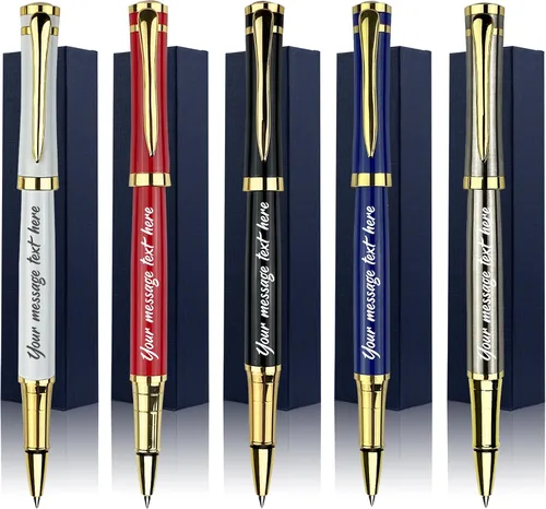Vista 9 de Ancolo Bolígrafos Negros Personalizados para Negocios Ejecutivos - Punta Media con 10 Recambios de Tinta Negra Personalizados con Tu Nombre