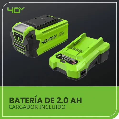 Vista 6 de Greenworks - Soplador de hojas axial inalámbrico de 40 V (100 m/hr, 350 CFM), incluye batería de 2.0 Ah y cargador