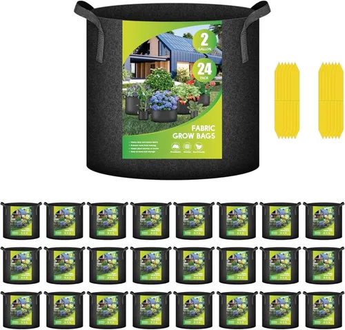 Vista 16 de iPower Paquete de 12 bolsas de cultivo de 1 galón, macetas de tela no tejida de aireación gruesa resistente con asas de nailon y 12 etiquetas