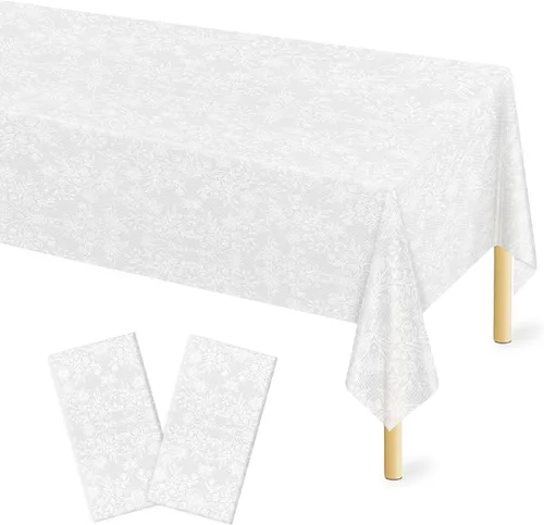 Vista 17 de Mulbozy 2 piezas de mantel de plástico negro para mesa rectangular, 54 × 108 pulgadas, fundas desechables de mesa para fiestas negras