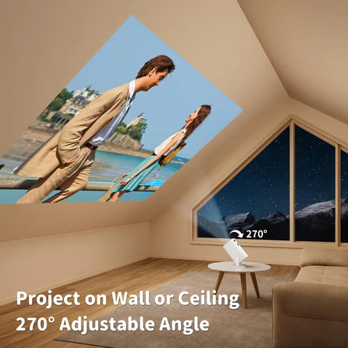 Vista 5 de Mini proyector con soporte 4K, proyector portátil de corto alcance (Luna)