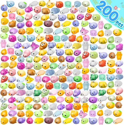 Vista 8 de Dioju 110 juguetes esponjosos Mochi, mini Kawaii Squishies a granel, juguetes sensoriales para ansiedad, bolsa de golosinas, recuerdos de fiesta