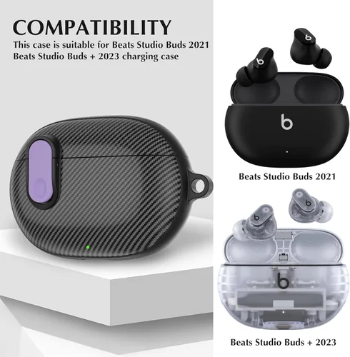 Vista 2 de Valkit Funda transparente compatible con Beats Studio Buds 2021/2023+ con kit de limpieza y cerradura, funda protectora de TPU suave a prueba
