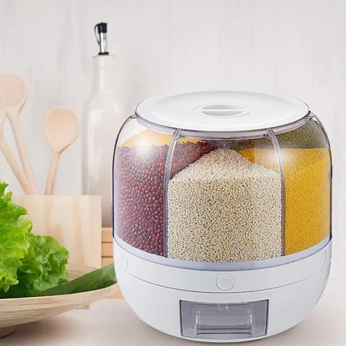 Vista 4 de YOUGE Dispensador giratorio de alimentos con 6 rejillas para almacenar alimentos secos