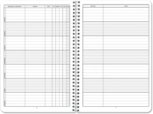 Vista 2 de BookFactory - Libro de registro de medicamentos, 6 x 9 pulgadas, alambre O, 110 páginas