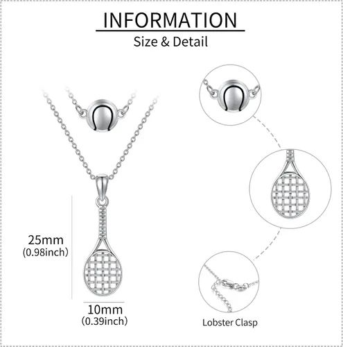 Vista 5 de MONGAS Collares de tenis en capas para mujer, collar con colgante de tenis de plata de ley, joyería para mujer