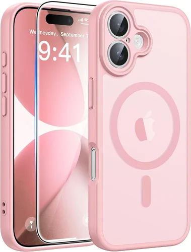 Vista 113 de FNTCASE - Funda para iPhone 16 Pro: magnética, mate, translúcida, de grado militar, protectora contra caídas, resistente, fina, duradera y a prueba