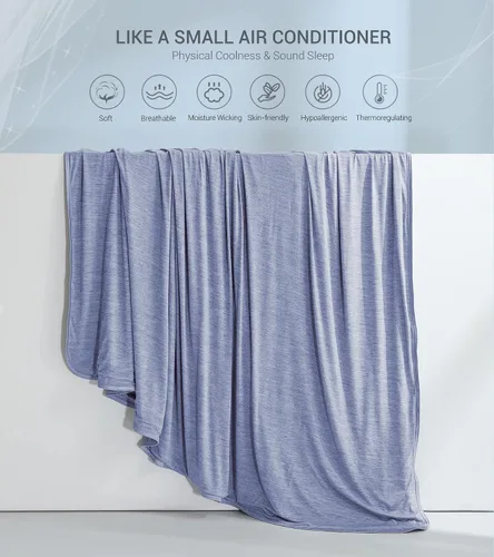 Vista 50 de Marchpower - Manta de enfriamiento para niños que duermen con calor, manta de lana fresca Arc-Chill con diseño de doble cara, fibra de enfriamiento