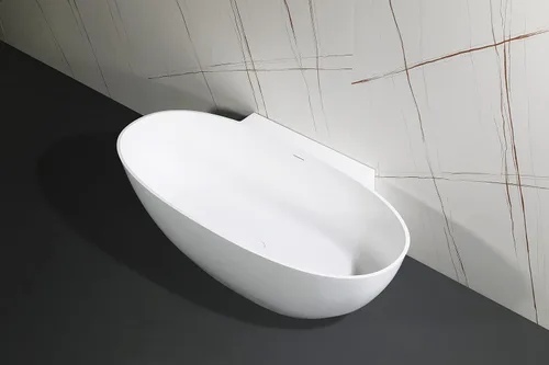 Vista 7 de Kingston Brass VRTRS713522 Acrticstone - Bañera independiente de superficie sólida de 71 pulgadas con drenaje, color blanco mate