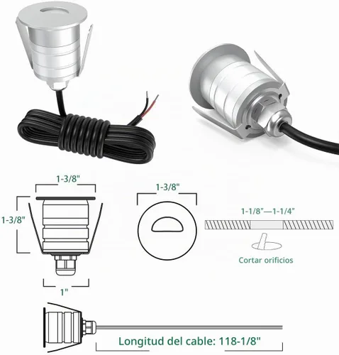 Vista 6 de Luz LED empotrable para escalones de cubierta de 3000 K, luces impermeables