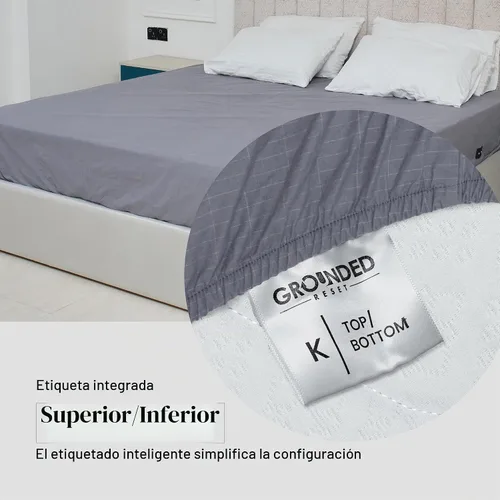 Vista 7 de Grounding Sheets King Size 76 x 80 x 13.5 pulgadas, algodón orgánico con plata, sábanas bajeras de tierra grises para mejorar el bienestar general