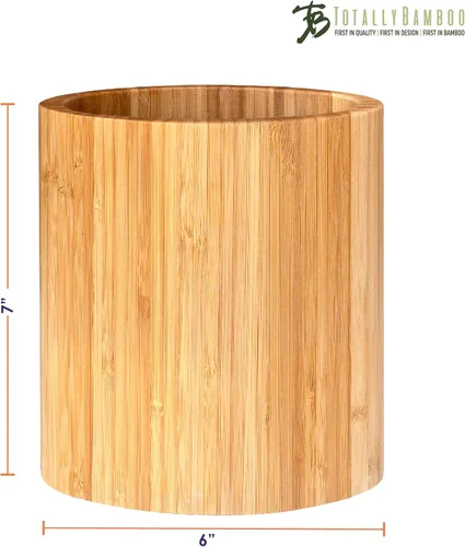 Vista 6 de Totally Bamboo Soporte para utensilios de cocina de bambú en forma ovalada, 6 "x 4" x 7