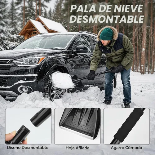 Vista 4 de Bolsa de seguridad de emergencia para automóvil con compresor de aire digital, cables de puente, kit de primeros auxilios, kit de seguridad