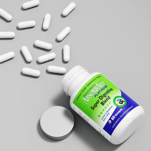 Vista 4 de AbsorbAid Soporte de enzimas digestivas de platino 60 vCaps, 12 enzimas digestivas más 2 probióticos para un máximo alivio