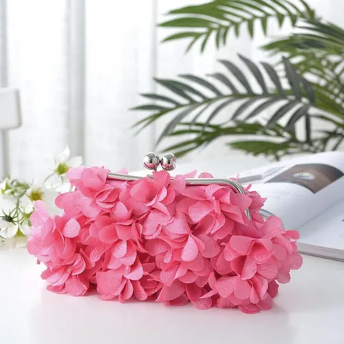 Vista 7 de Buddy - Bolso de mano de satén suave para mujer, con forma de rosa, para boda, fiesta