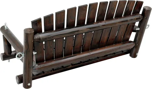 Vista 7 de 3.5 FT Rustic Log Wooden Porch Swing, Heavy-Duty 900 LBS, Outdoor Hanging Bench for Patio, Garden, Yard – Solid Fir Wood, Handcrafted