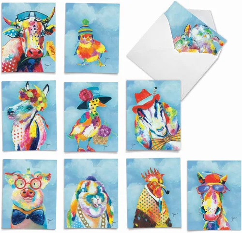 Vista 10 de The Best Card Company - Tarjetas de animales en blanco en caja, 4 x 5.12 pulgadas, mascotas surtidas, zoológico, tarjetas de vida silvestre
