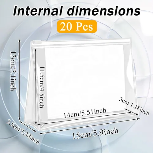 Vista 2 de Arroyner Mini bolsa de maquillaje transparente, 15 piezas, pequeñas bolsas de cosméticos de plástico transparente con cremallera, bolsa