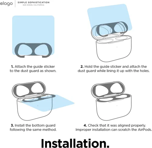 Vista 7 de elago - Protector contra el polvo compatible con AirPods 3, adhesivo metálico a prueba de polvo, película ultra delgada, acabado de aspecto lujoso