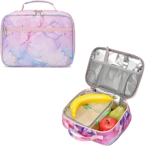 Vista 5 de Createy Mochilas de mármol ligeras resistentes al agua para niñas adolescentes mochila escolar con bolsa de almuerzo