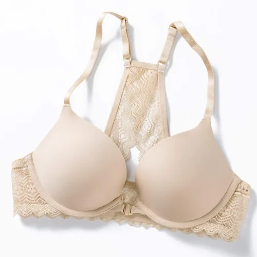 Vista 7 de DOBREVA sujetador de encaje con cierre frontal y espalda cruzada para mujer