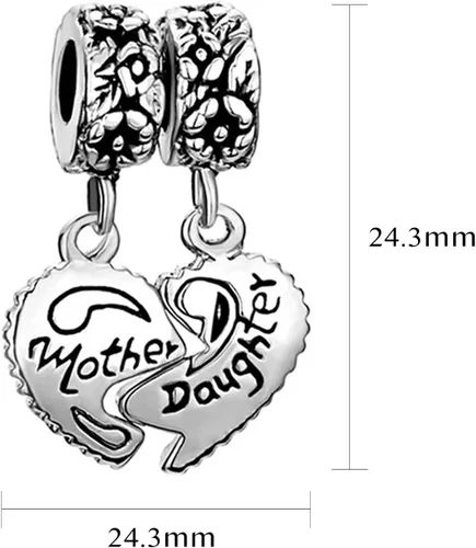 Vista 2 de Colgando Puzzle Corazón Amor Madre HijoMadre Hijo Abalorios Compatible con Pulseras Pandora Charms
