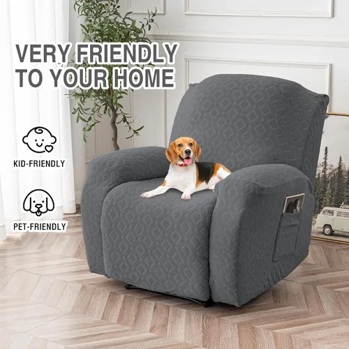 Vista 121 de Gennia Funda Impermeable para Silla Reclinable, Fundas Elásticas para Sofá Reclinable con Bolsillos, Fundas Lavables para Silla Reclinable Lazy Boy