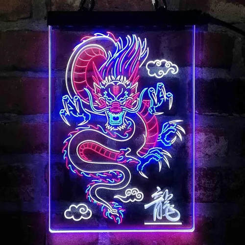 Vista 11 de ADVPRO Dragón chino en la nube palabra tricolor LED neón signo verde y rojo y amarillo 7.9 x 12.6 pulgadas st9s23-i3225-gry