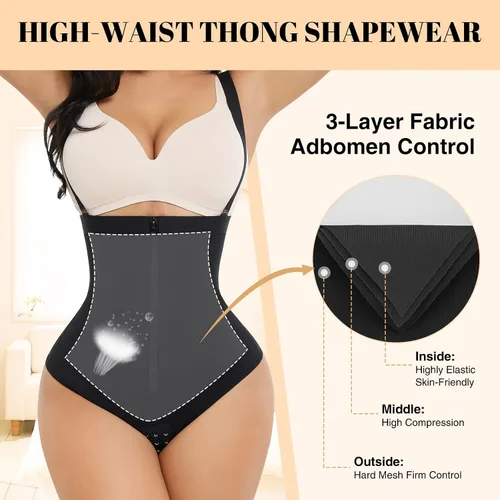 Vista 3 de FeelinGirl Fajas colombianas con control de abdomen para mujer BBL etapa 2 Fajas colombianas busto abierto moldeador corporal faja tanga body
