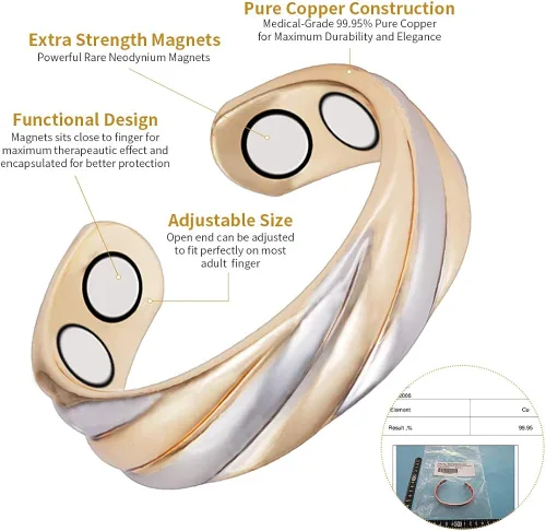 Vista 6 de (3 unidades) anillos de cobre magnéticos saludables para artritis para mujeres regalo para mujeres mamá esposa joyería mejor alivio del dolor