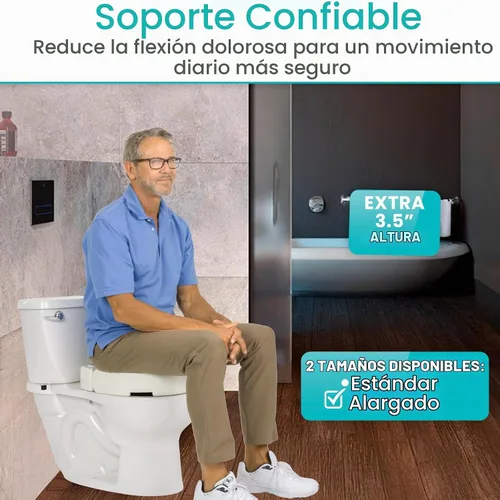 Vista 3 de Vive Asiento de inodoro elevado (alargado, añade 3.5 pulgadas) – Elevador y extensor de asiento de inodoro elevado para personas mayores