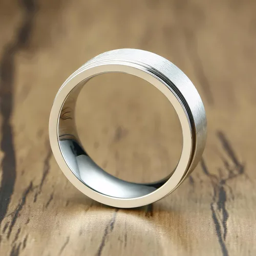 Vista 6 de Anillos giratorios para la ansiedad para hombre, de 0.315 in, de acero inoxidable, para hombres y mujeres, alivio de la ansiedad, acabado cepillado