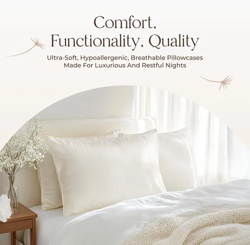 Vista 9 de Protector de almohada de algodón orgánico, tamaño estándar, 100% algodón, certificado GOTS, funda protectora con cremallera, hipoalergénica, lavable