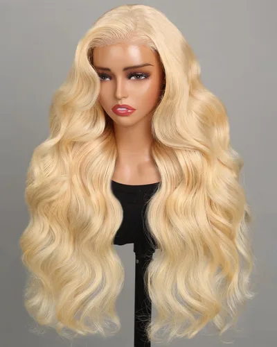 Vista 19 de Peluca de cabello humano rubio estilo Bob de 13 x 4 con encaje frontal, peluca Bob de 10 pulgadas 613 Lace Front Wig Human Hair Pre Plucked With
