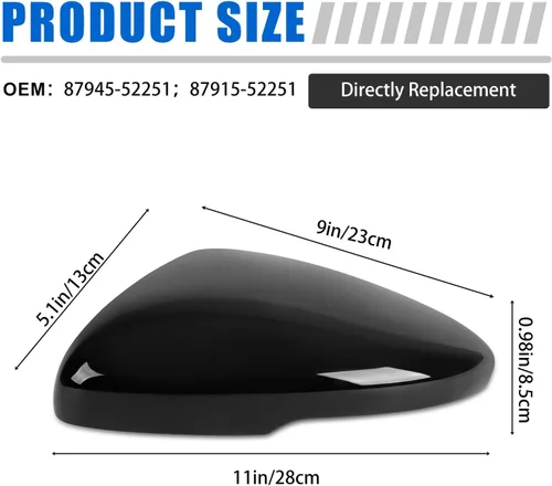 Vista 6 de 1 par de cubiertas para espejos laterales negros Compatible con Honda Accord 2018 2019 2020 2021 2022 Honda Accord Touring y Touring Hybrid