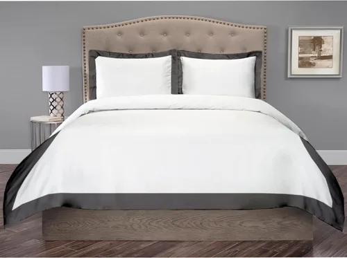 Vista 17 de Hotel Luxury - Juego de funda de edredón de 3 piezas de doble tono, 850 hilos, 100% algodón orgánico, colección de ropa de cama de alta calidad