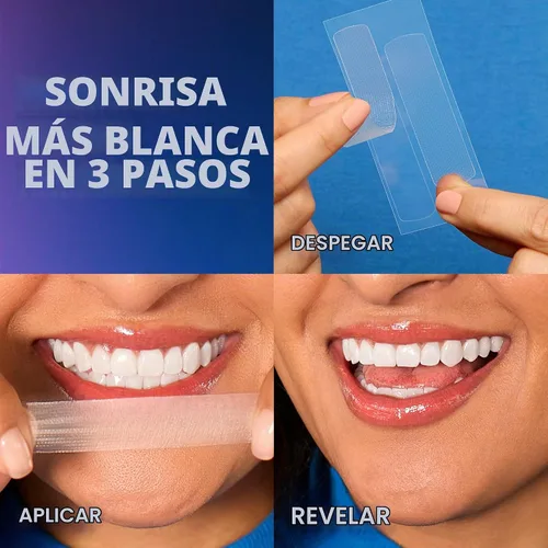 Vista 4 de Crest 3D Whitestrips, Transformación de Sonrisa de 1 Semana, Tiras Blanqueadoras 3D White, Kit de Tiras Blanqueadoras de Dientes, 14 Tratamientos