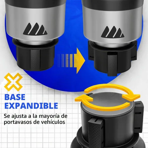 Vista 4 de Integral Silver Hydro Expander - Organizador expansor de vasos para automóvil con base ajustable, pestañas de goma para la mayoría de botellas de 32