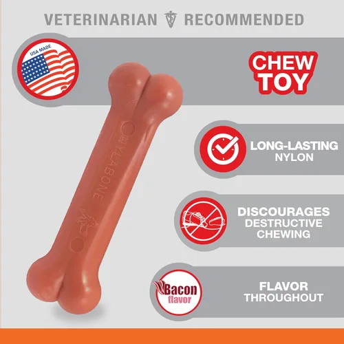 Vista 4 de Nylabone Power Chew Juguete masticable duradero con sabor, para perros extrapequeños, para masticadores agresivos, indestructibles, sabor tocino