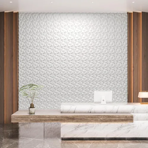 Vista 5 de Art3dwallpanels Paquete de 20 paneles de pared 3D para decoración de pared interior, 12 x 12 pulgadas, paneles de diamante blanco para sala