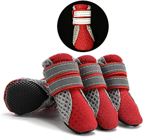 Vista 6 de Zunea - Botas para perros pequeños para pavimento caliente, antideslizantes, zapatos de verano para cachorros, color negro, talla S Breathable
