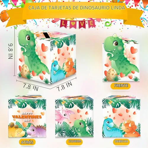 Vista 2 de algtpy - Caja de San Valentín con 36 tarjetas de dinosaurio de San Valentín para aula, escuela, buzón de San Valentín para intercambio, tarjetas