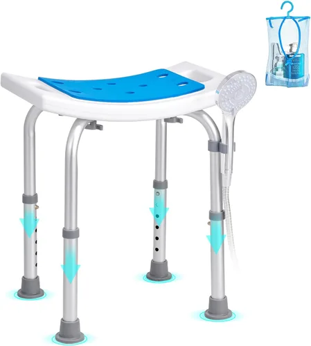 Vista 10 de VEVOR Silla de Ducha para Ducha Interior, Taburete de Ducha de Altura Ajustable, Banco Antideslizante para Tina de Baño para Adultos Mayores
