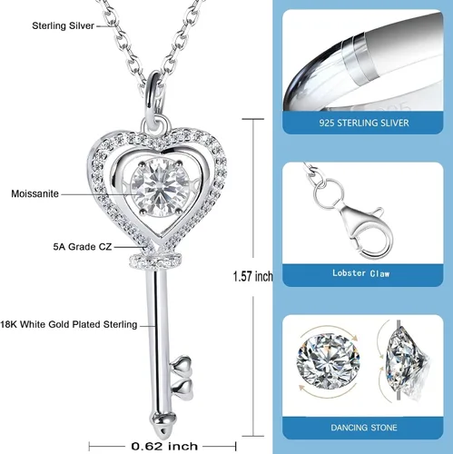 Vista 3 de Diamond Cross Necklace for Women, Moissanite Pendant Necklace, S925 Sterling Silver Plated White Gold Jewelry Gift for Birthday Anniversary Wife Mom