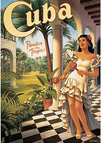 Vista 12 de Cuba - Paradise of the Tropics - Póster de viaje vintage por Kerne Erickson - Impresión artística maestra (sin marco) 6 x 9 pulgadas