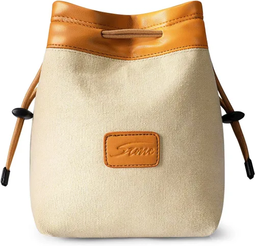 Vista 9 de S-ZONE Bolsa suave para cámara DSLR, bolsa de inserción con cordón, funda de lente compatible con Canon Nikon Sony Gamuza suave, cierre de cordón