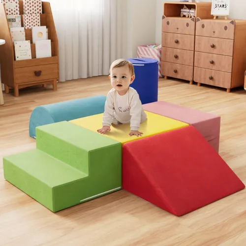 Vista 11 de 4 piezas de bloques de espuma para escalar para niños pequeños, gimnasio de escalada para bebés con espuma de ultra alta densidad para gatear