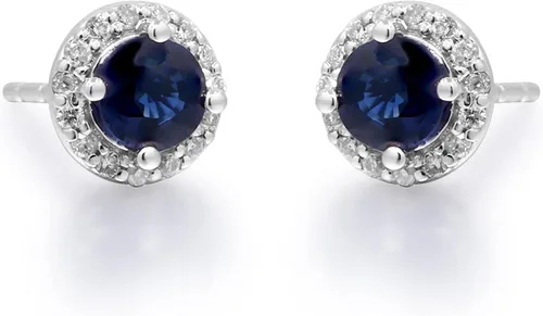 Vista 3 de Gin & Grace Pendientes de zafiro azul genuino de oro blanco de 14 quilates para mujer con diamantes Zafiro en forma ética, auténtica y orgánica